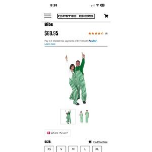 Game Bibs Green White Striped Overalls Game Day Tailgate Bibs Mens Womens Med